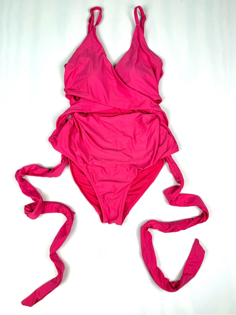 aerie Bright Hot Pink Wrap One-Piece Swimsuit